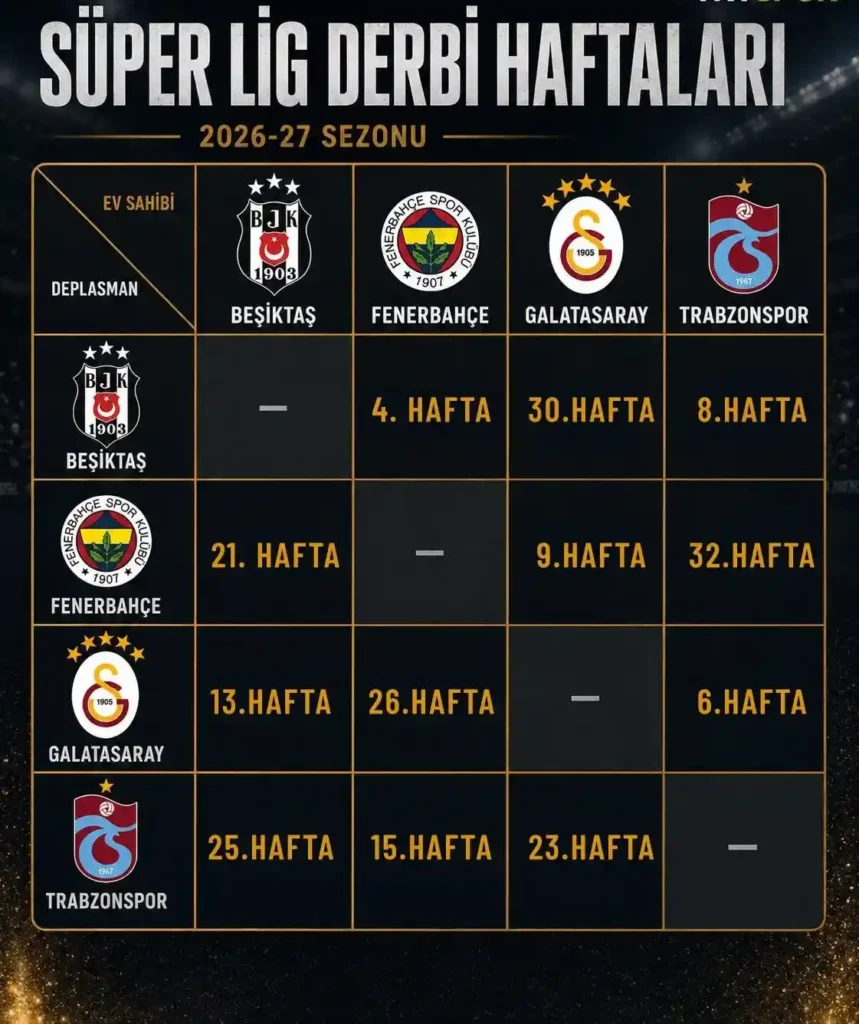 Dört Büyüklerin Zorlu İlk Yarı Fikstürü Belli Oldu
